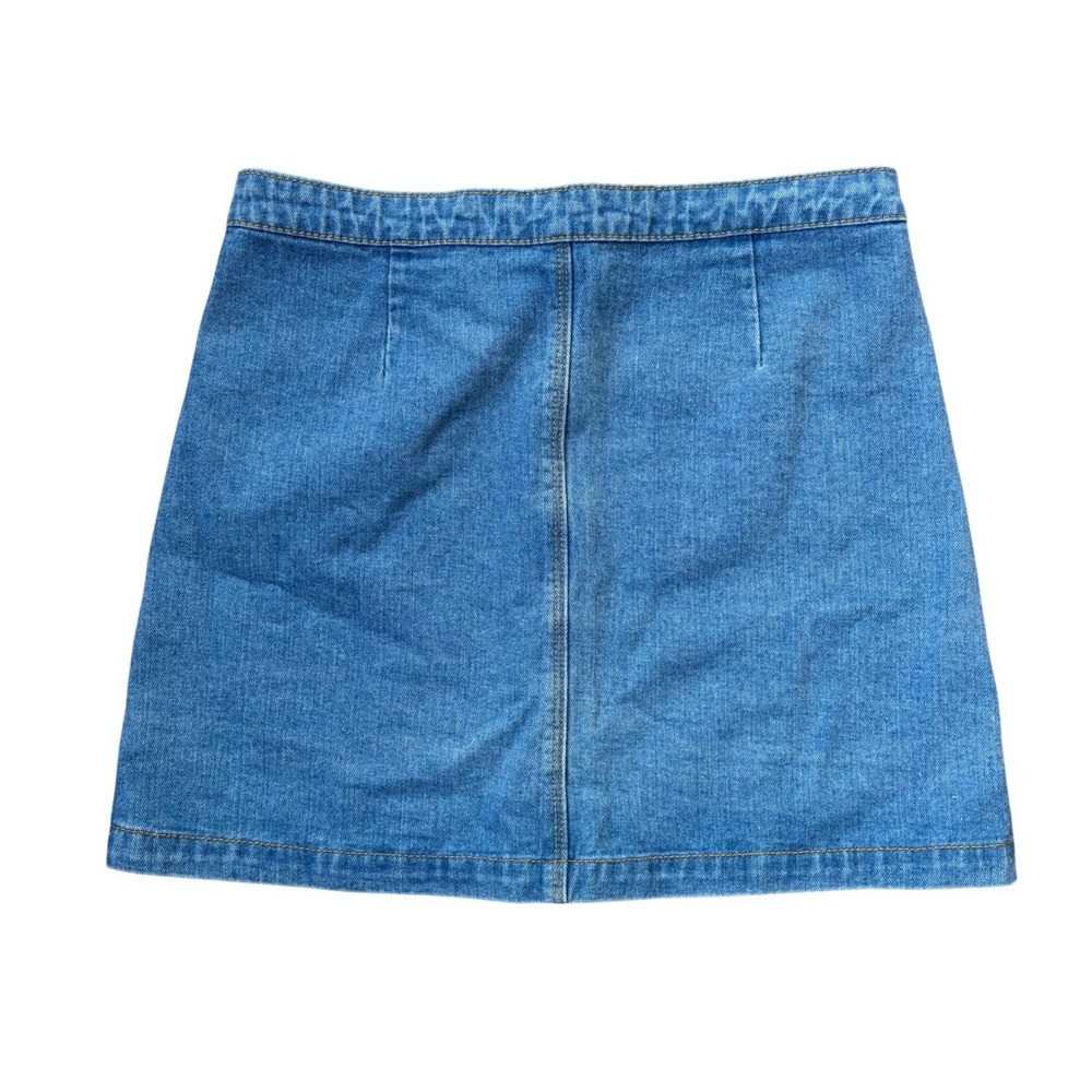 Brandy Melville Denim Button Front Patch Pockets Mini Skirt Size Medium - Picture 2 of 8